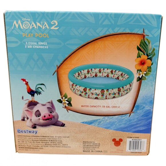 Moana Kiddie Pool 40 Inch Inflatable 3 Ring & Goggles Water Play Outdoor Summer - Picture 5 of 8
